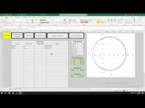 Automatic 3D Mohr's Circle / Stress Transformation Calculator (Excel VBA)