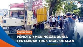 MADIUN - Motorcyclist Dies After Being Hit by a Reckless Truck, Caught on CCTV screenshot 1