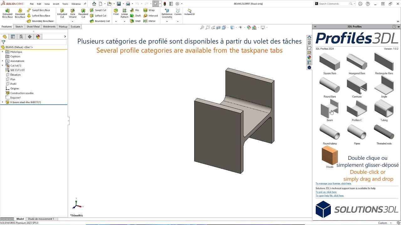 3DL Profiles add-in for SolidWorks (Profilés 3DL 2024) - YouTube