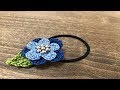 花のモチーフに葉っぱを付けてヘアゴムにしてみました☆