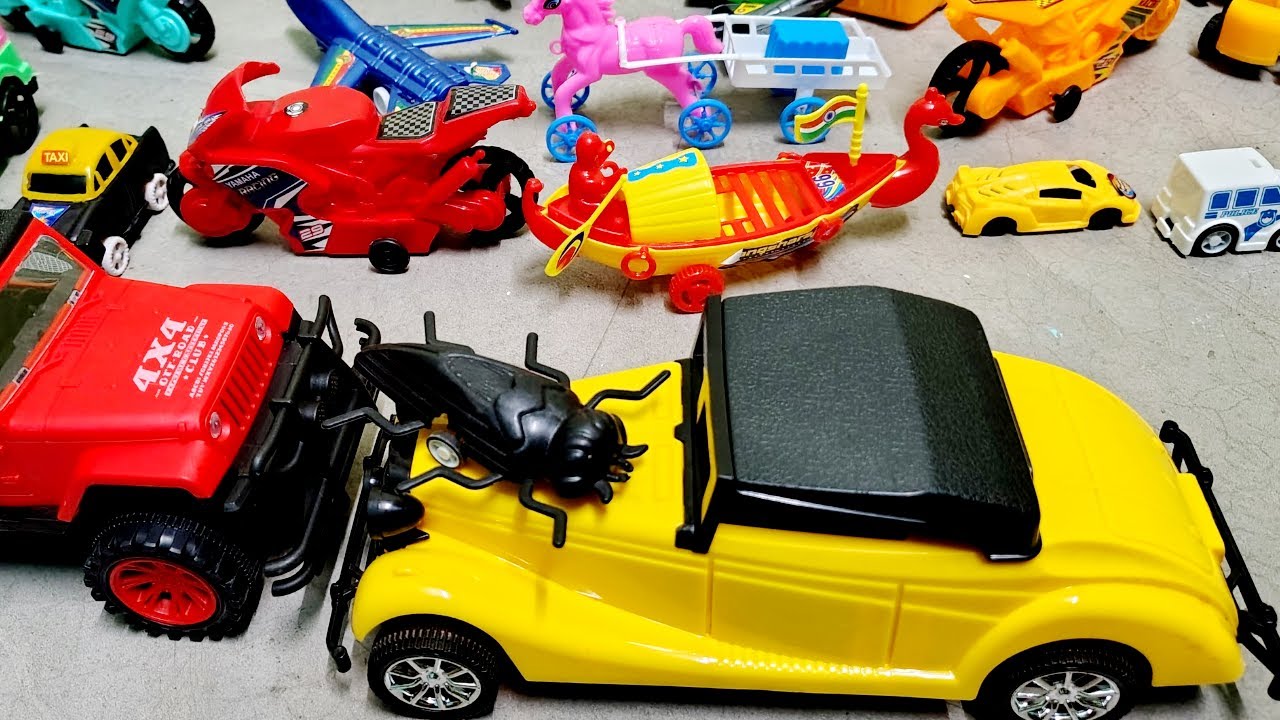 Crawling baby collects all favorite toys 🚗 | Car , Plain , Helicopter  & Bikes 🏍 