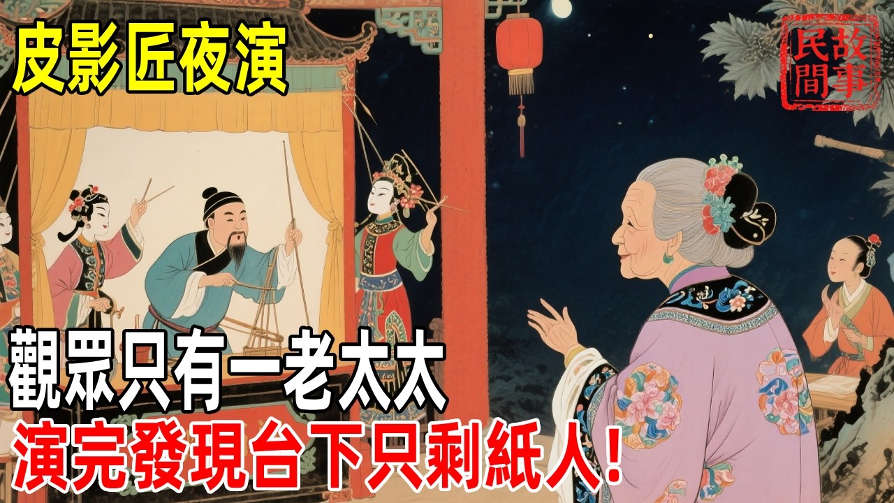 皮影匠夜演，觀眾只有一老太太，演完發現台下只剩紙人!【壓箱底的舊事】#故事#民间故事#故事会#民間故事#故事會#温馨故事#民间传统故事
