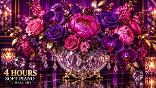Luxury Purple Floral TV Wall Art in 4K | 4 Hours of Soft Piano Music & Elegant Ambience screenshot 5