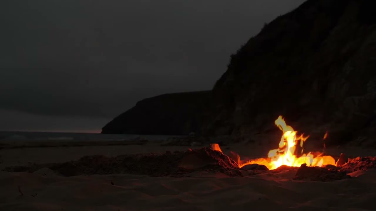 4 Hours Bonfire & Ocean Waves 🌊🔥 Deep Sleep ASMR (No Talking)