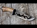 Forging a damascus frontier bowie knife with an elk antler handle