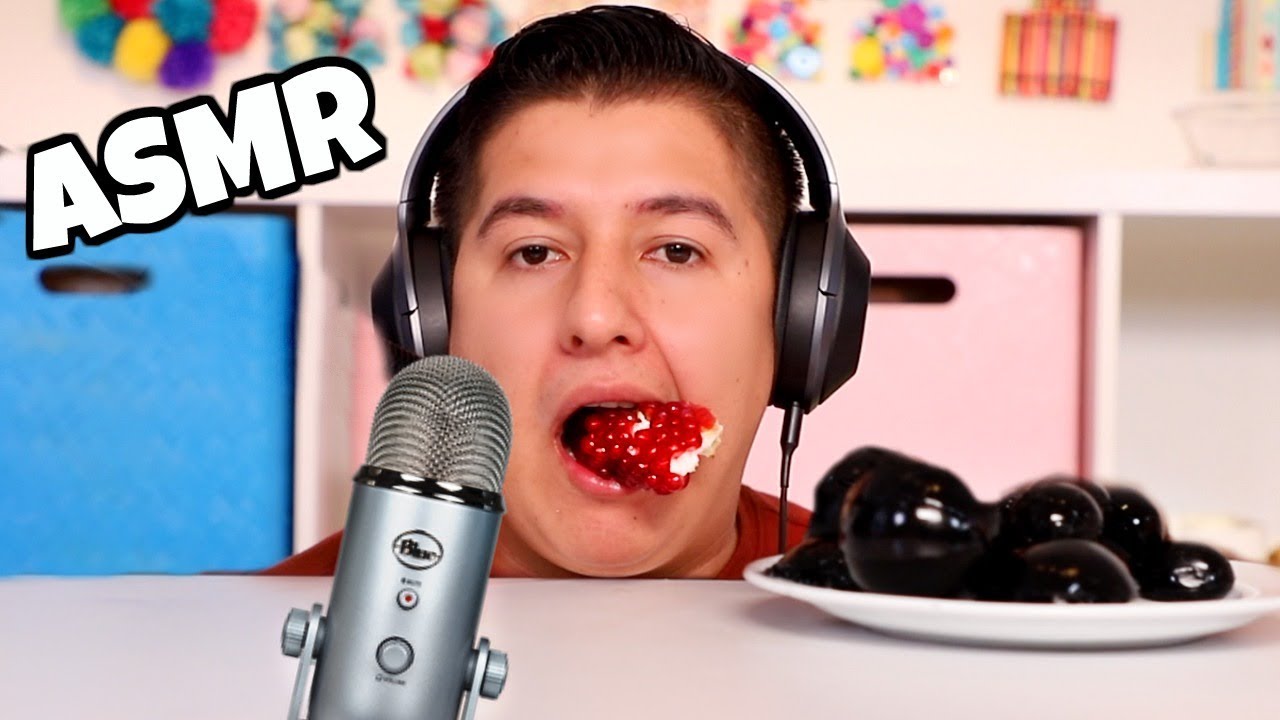 I Tried ASMR . Eating Japanese Black Grapes + Crunchy sticky sounds!