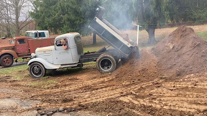 Koehring 205 loads 1936 Chevy Dump Truck