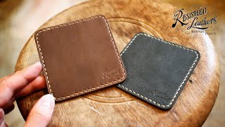 【レザークラフト vlog.21】はぎれでレザーコースターを作る【Making a Handmade Leather Coaster】