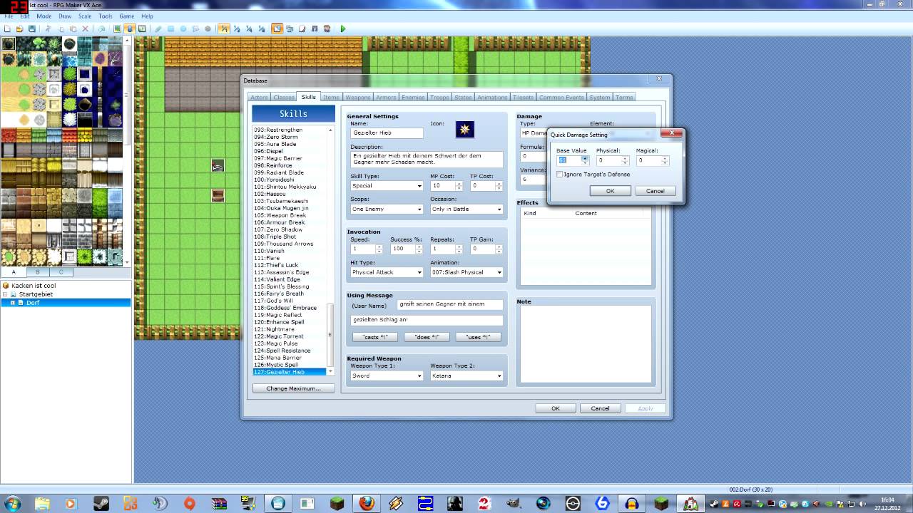 RPG MAKER VX ACE Tutorial #8: Database: Skills (German) - YouTube