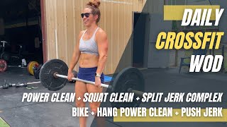 Power Clean + Squat Clean + Split Jerk Weightlifting Complex | Bike + HPC + Push Jerk CrossFit WOD