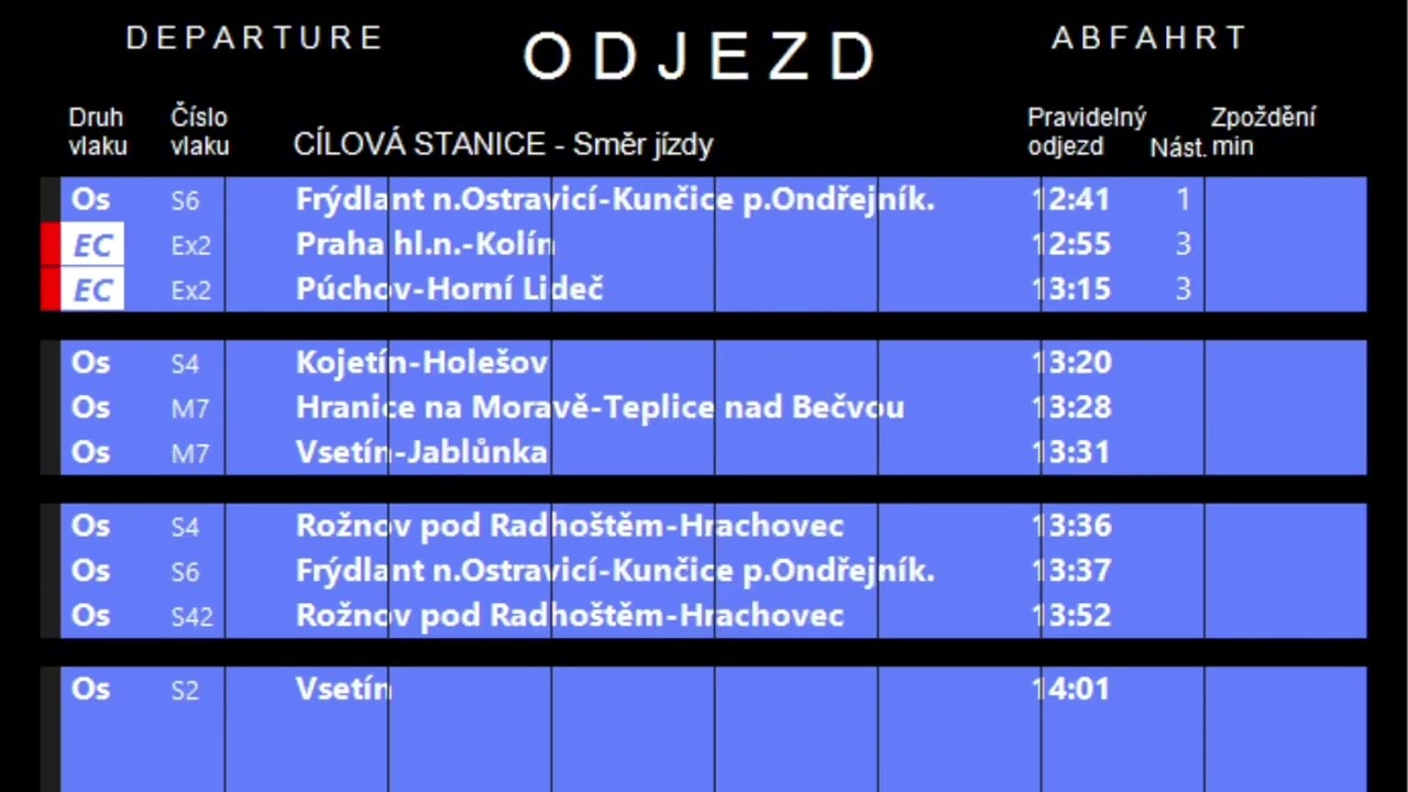 Hlášení Vlaků STANICE VALAŠSKÉ MEZIŘÍČÍ | HAVIS 3 