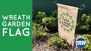 Pressing a 4 Color Glitter Burlap Garden Flag