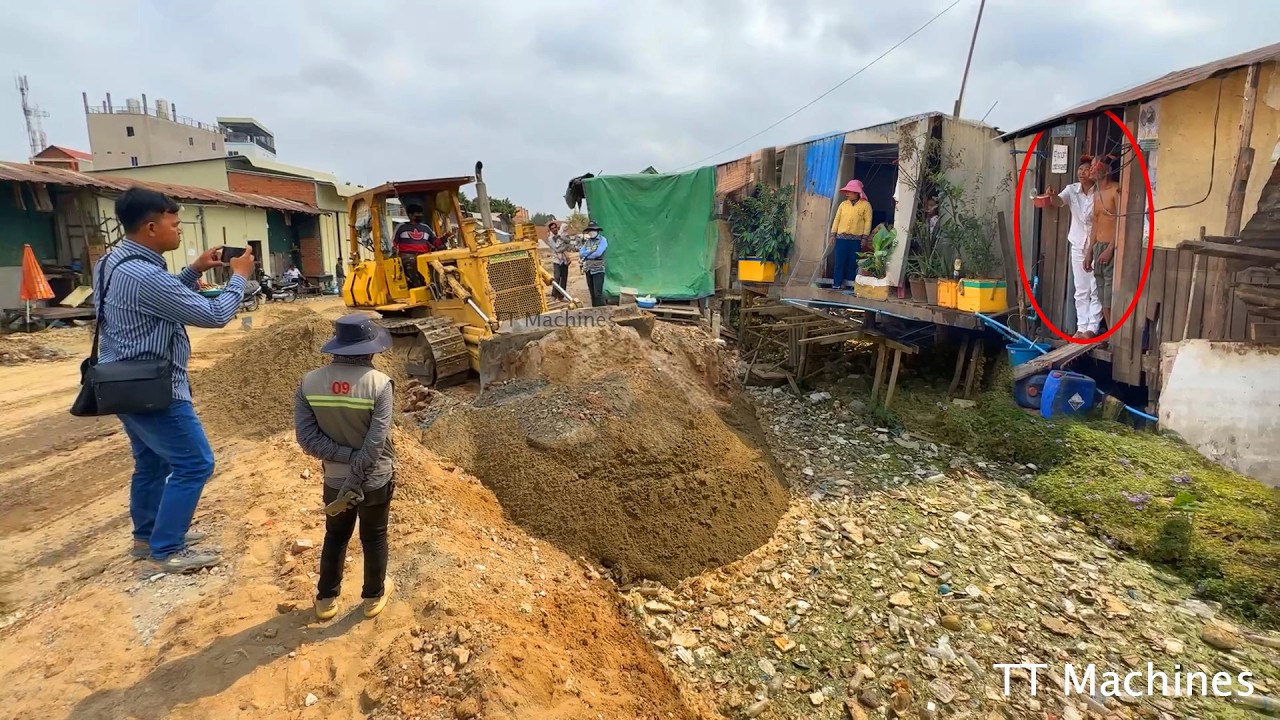 Full Action Seasion1 Of Building New Foundation Road By Dozer Push Stone & Move Sand Into Watermark