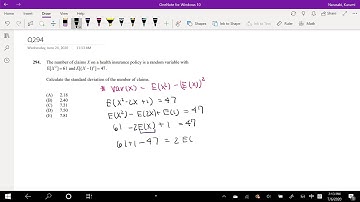 SOA Exam P Question 294 | Standard Variation given E(x^2) and E((x-1)^2)