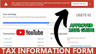 How to Submit Tax Information Form in Google Adsense for YouTube