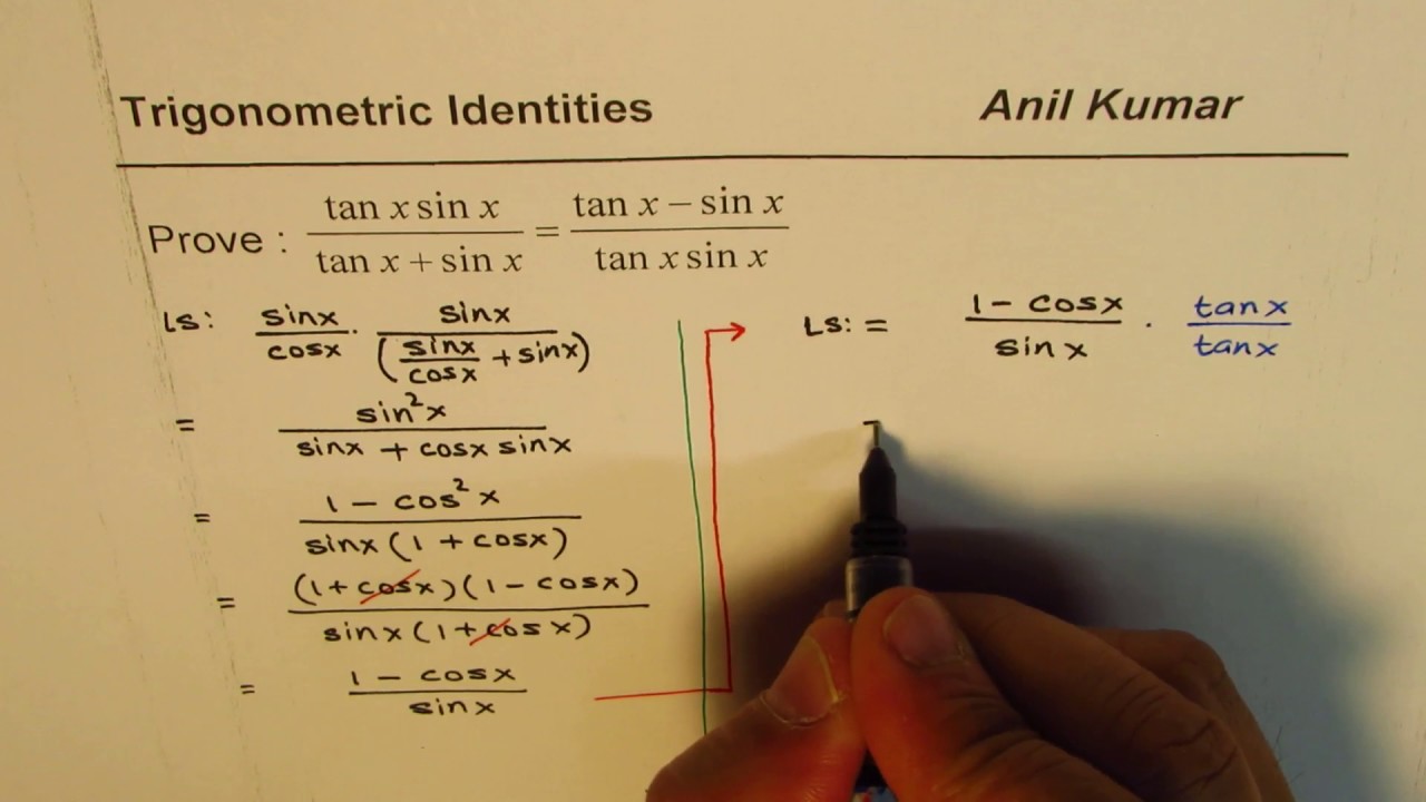 Trig Identity Tan X Sin X Tanx Sinx Youtube