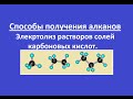 Способы получения алканов. Электролиз водных растворов солей карбоновых кислот.