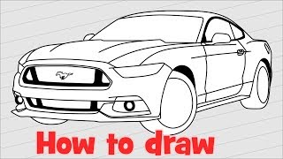 How to draw a car Ford Mustang GT 2017