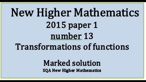 2015 SQA New Higher Mathematics Paper 1: 13 Transformations of a graph