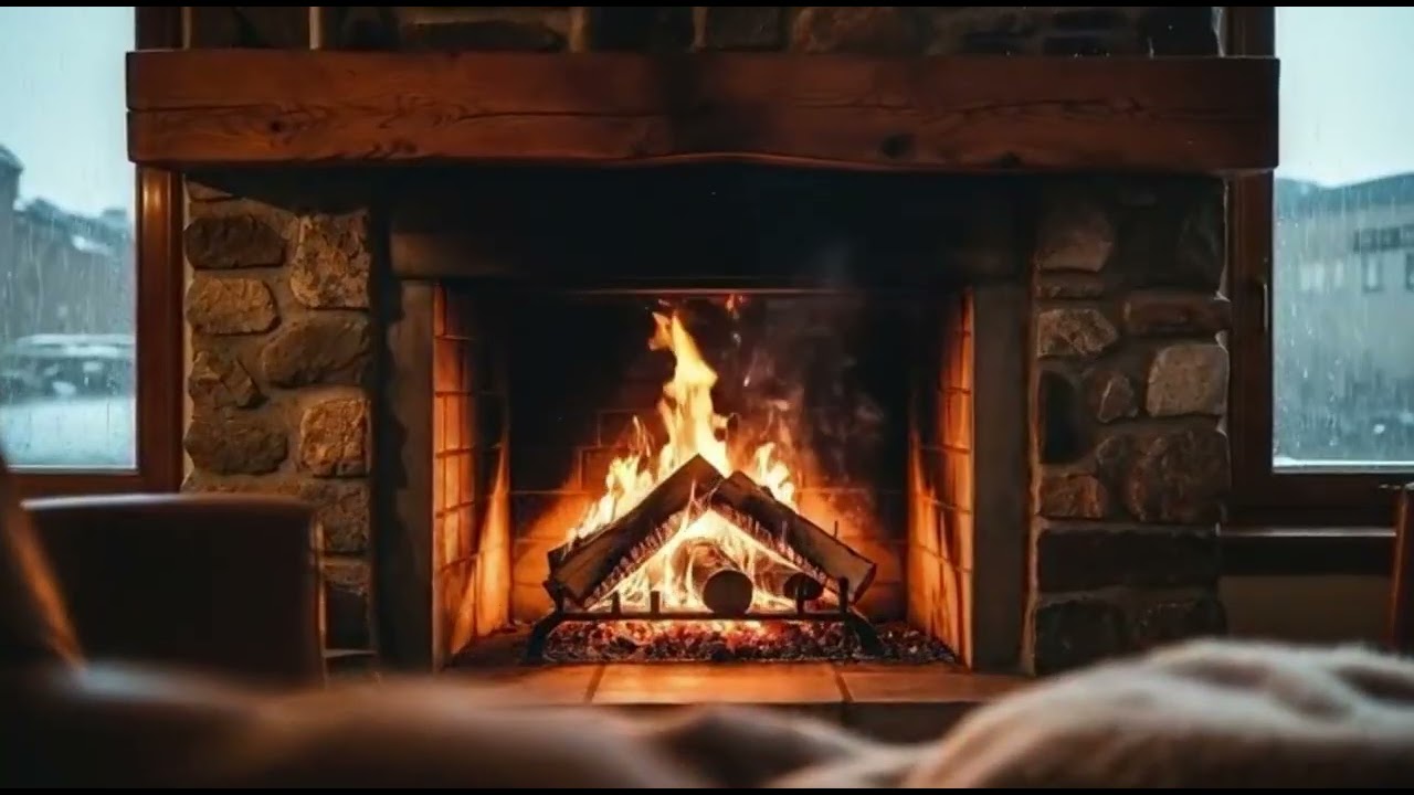 Relaxing Fireplace & Piano Background for Sleep, Study and Meditation