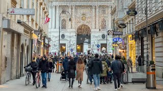 Winter Walk in City Center Vienna, Austria, December 2021, Christmas Lights | 4K HDR | ASMR