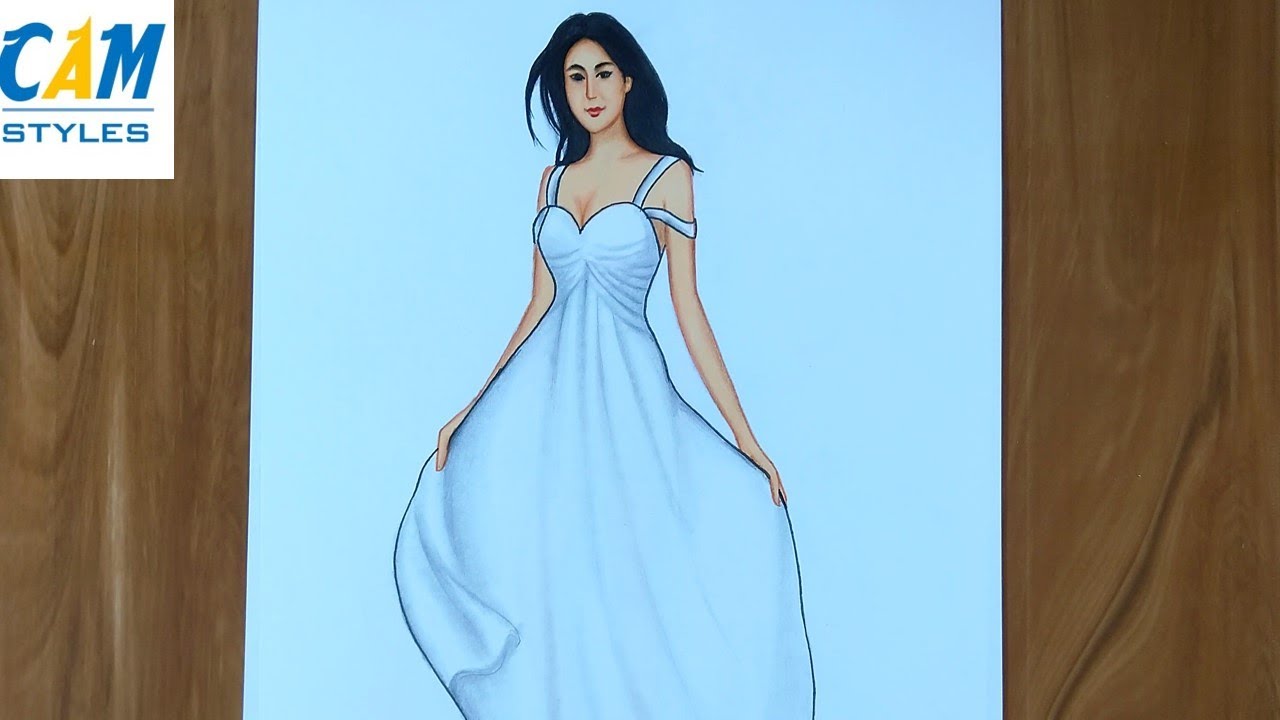 Simple Dresses drawings step by step / Fashion illustration drawing /  Fashion design Illustration 