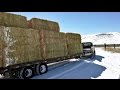 1995 Ford F-350 XLT 7.3L hauling a load of hay in the snow