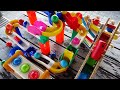 Marble Run Race ASMR ☆ 4 Slope Course & Hape Wooden Big Rolling Ball