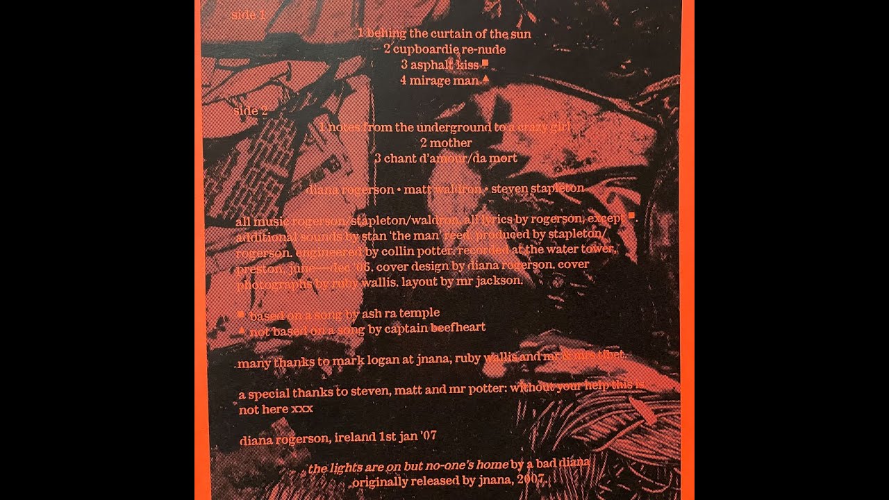 A Bad Diana “The Lights Are On But NoOne’s Home” 2007 United Jnana