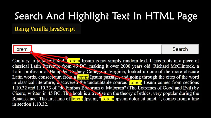 Search And Highlight Text In HTML Page Using JavaScript | JavaScript Project