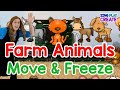 Move and freeze dance farm animals brain break kids pe exercisemovement activitysing play create