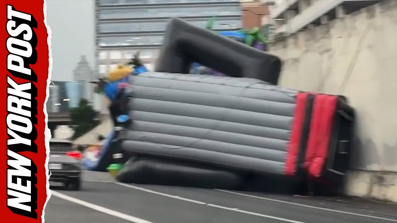 Wild ride! Giant inflatable water slides blow Into Atlanta traffic ...