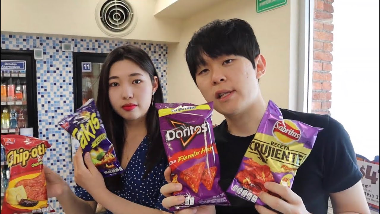 COREANOS PROBANDO PAPAS MEXICANAS PICANTES doritos taco salad