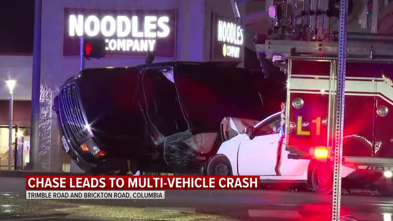 Police chase ends in crash outside a Columbia shopping center - YouTube