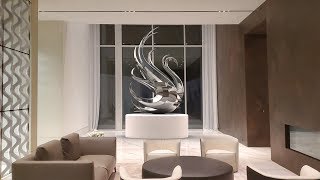 10' Swan Contemporary Sculpture - Carcassonne Bel Air