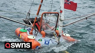 Daredevil dad has set sail from Canada in a one metre boat | SWNS