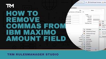 How to Remove Commas From a IBM Maximo Amount Field | RulesManager | Total Resource Management