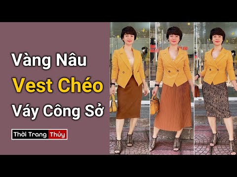 Video Áo vest nữ vạt chéo màu vàng phối đồ váy công sở | Mặc... - youtube