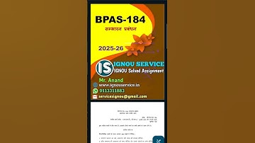 BPAS-184 Solved Assignment Hindi Medium 2025-26 #ignou #ignousolvedassignment #ignouassignment