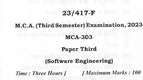 Software Engineering MCA(3rd Sem) 2023 Model Paper॥#vbspu #study #youtube #trending #studymaterial