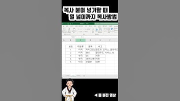 엑셀 복사 붙여넣기시 열 넓이까지 복사 붙여 넣는 방법