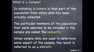 Lesson 5 : What is a Sample?