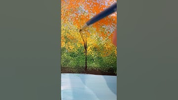 [clip] Easy fall trees 🎨🍂 #art #acrylicpainting #tutorials #howto #easypainting #beginner #artist