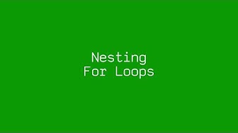 Nesting For Loops