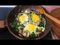 Fried Eggs Spinach and Mushrooms ! Easy Breakfast Recipe ! One Pan Recipe ! Easyvideo