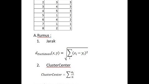 Perhitungan Manual Algoritma Clustering - K-MEANS