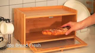 ERGODESIGN Bamboo Bread Box Single Layer and Flat Top