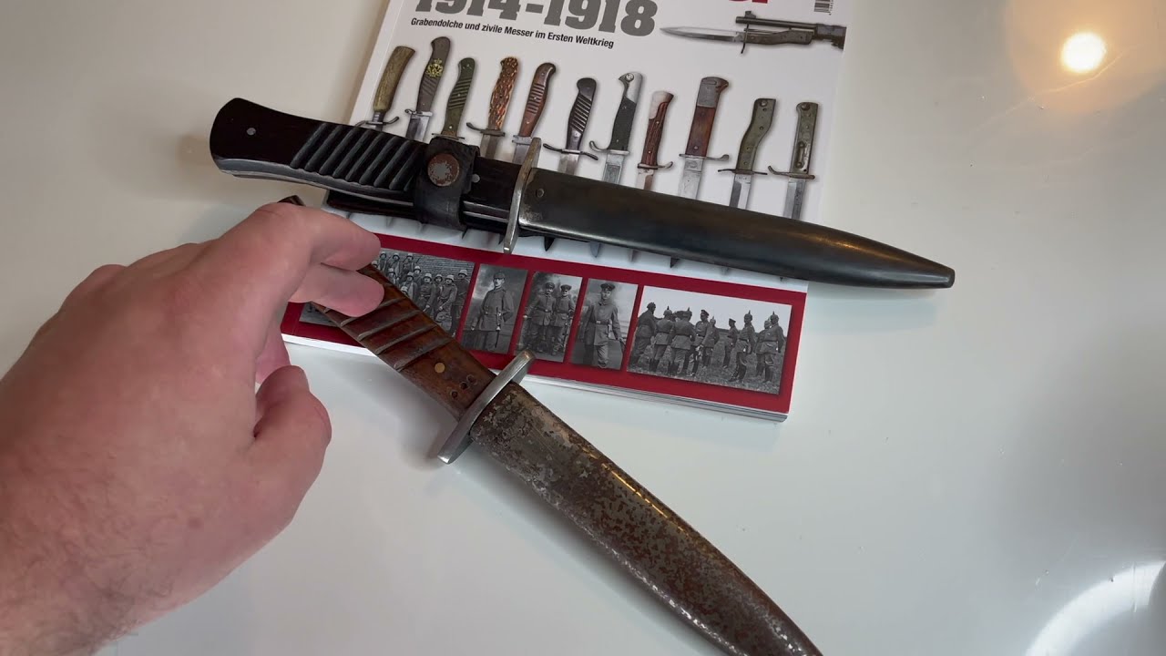 Original WWI German Trench Knife (Compared To a Repro) Grabendolch / Gottlieb Hammesfahr Solingen