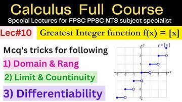 Greatest integer Function with examples and graphs in full detail lec#10 #mathematics #lectures #bs