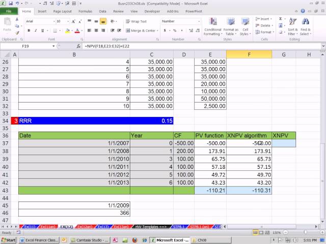 excel finance class 78 npv for irregular cash flows and tim